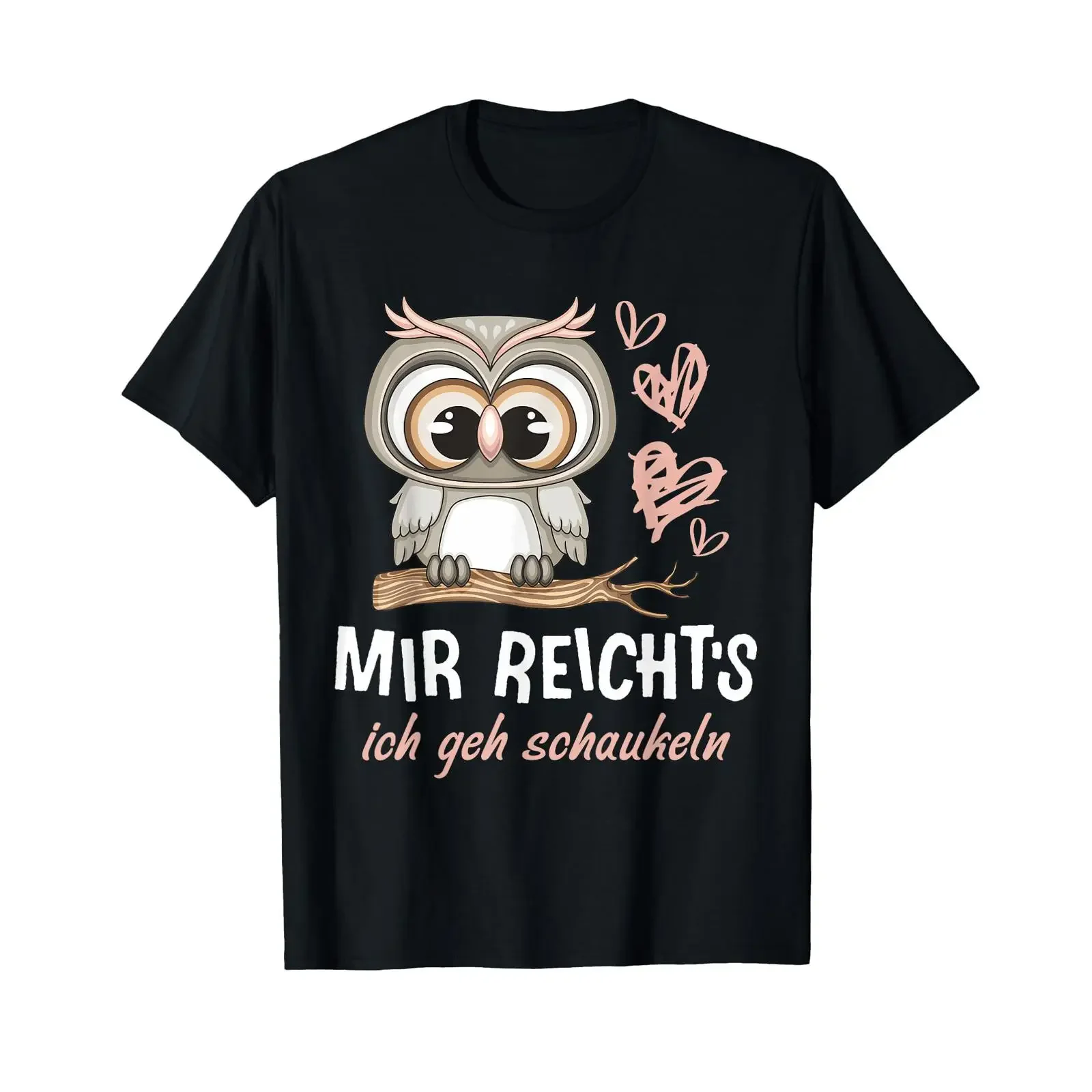 Фото Футболка Mir Reichts Ich Geh Swinging Owl с забавной надписью, винтажная, с эффектом потертости, удобная, дышащая, эластичная, с графическим принтом, унисекс, повседневная №1