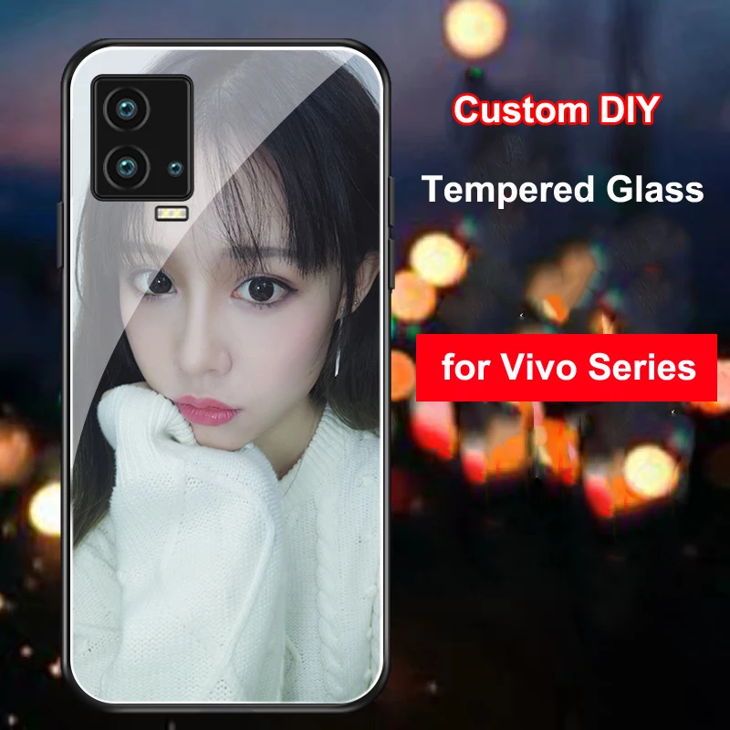Чехол из закаленного стекла на заказ для Vivo IQOO 8 Pro 7 5 Neo 3 X80 X70 X60 Y53S Y52S Y95 Y93S чехол s DIY фото Изображение противоударный чехол