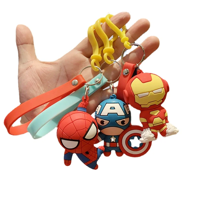 

Marvel Comics Peripheral Cartoon Iron Man Spiderman Captain America Keychain Creative Bag Ornament Car Pendant Gift Wholesale