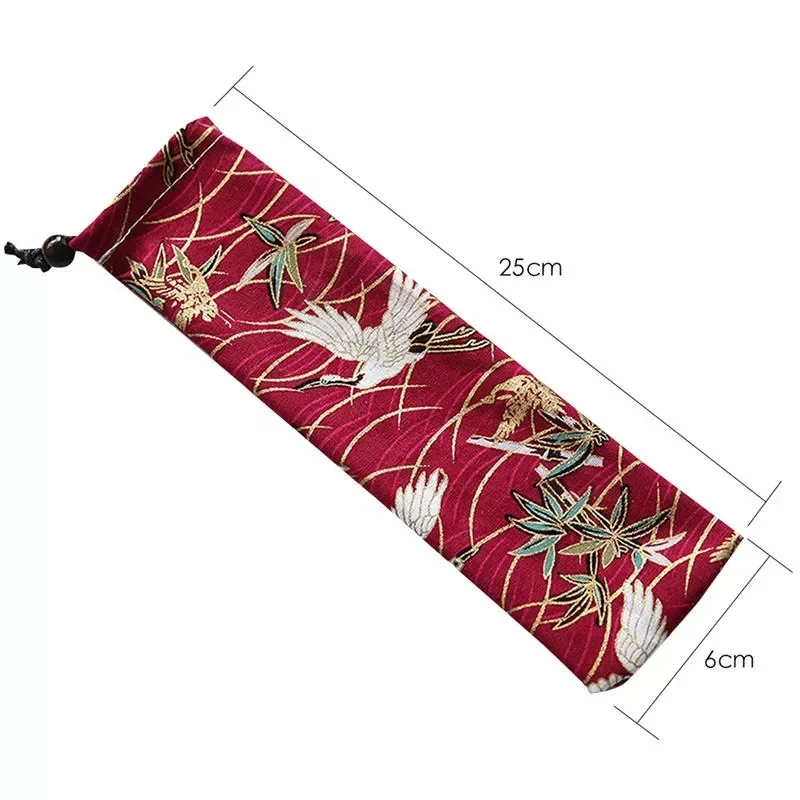 

Style Cutlery Bag Reusable Travel Drawstring Pouch for Kitchen Tableware Fork, Spoon, Bamboo Chopsticks, Cleaning Brush