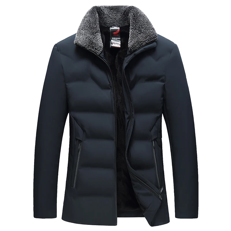 2022 Winter Men's Jacket Warm Fleece Business Casual Stand-Up Collar Jacket Parker Thick Coat -30 Degrees Warm Fur Collar S-6XL