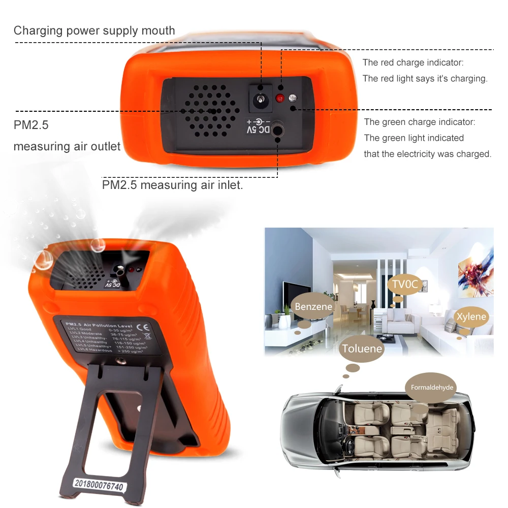 BT-5800D Тестер формальдегида-лазерный детектор PM 2 5/мин 10 датчик измерения