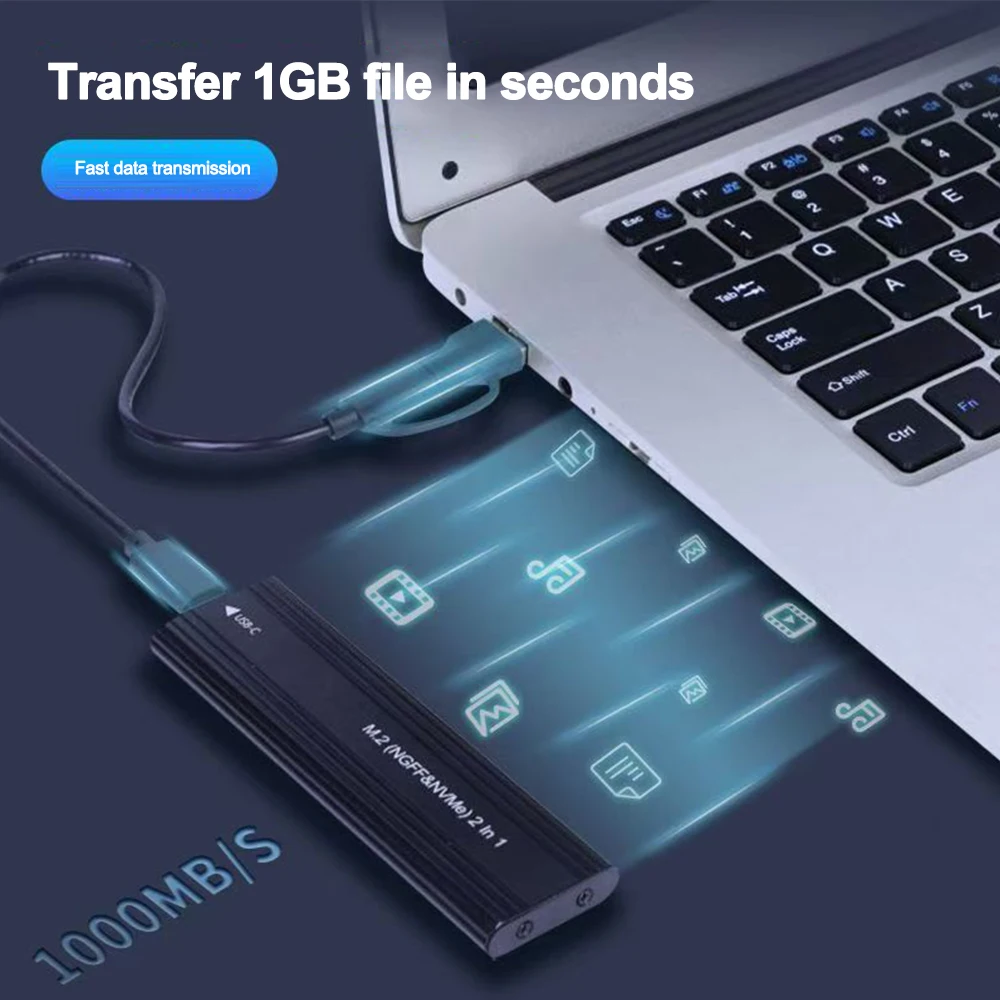 Фото Корпус M2 SSD NVME SATA Dual Protocol M.2 to USB Type C SSD Enclosure Адаптер NVME SATA SSD Disk Box Поддержка клавиш M и клавиш B&M №2