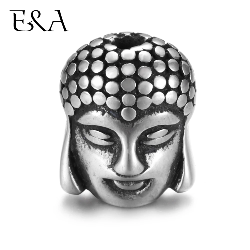

4pieces Stainless Steel Beads Buddha Head Charms Hole 2mm for Jewelry Making Supplies Bracelet Spacer Metal Bead Accessories