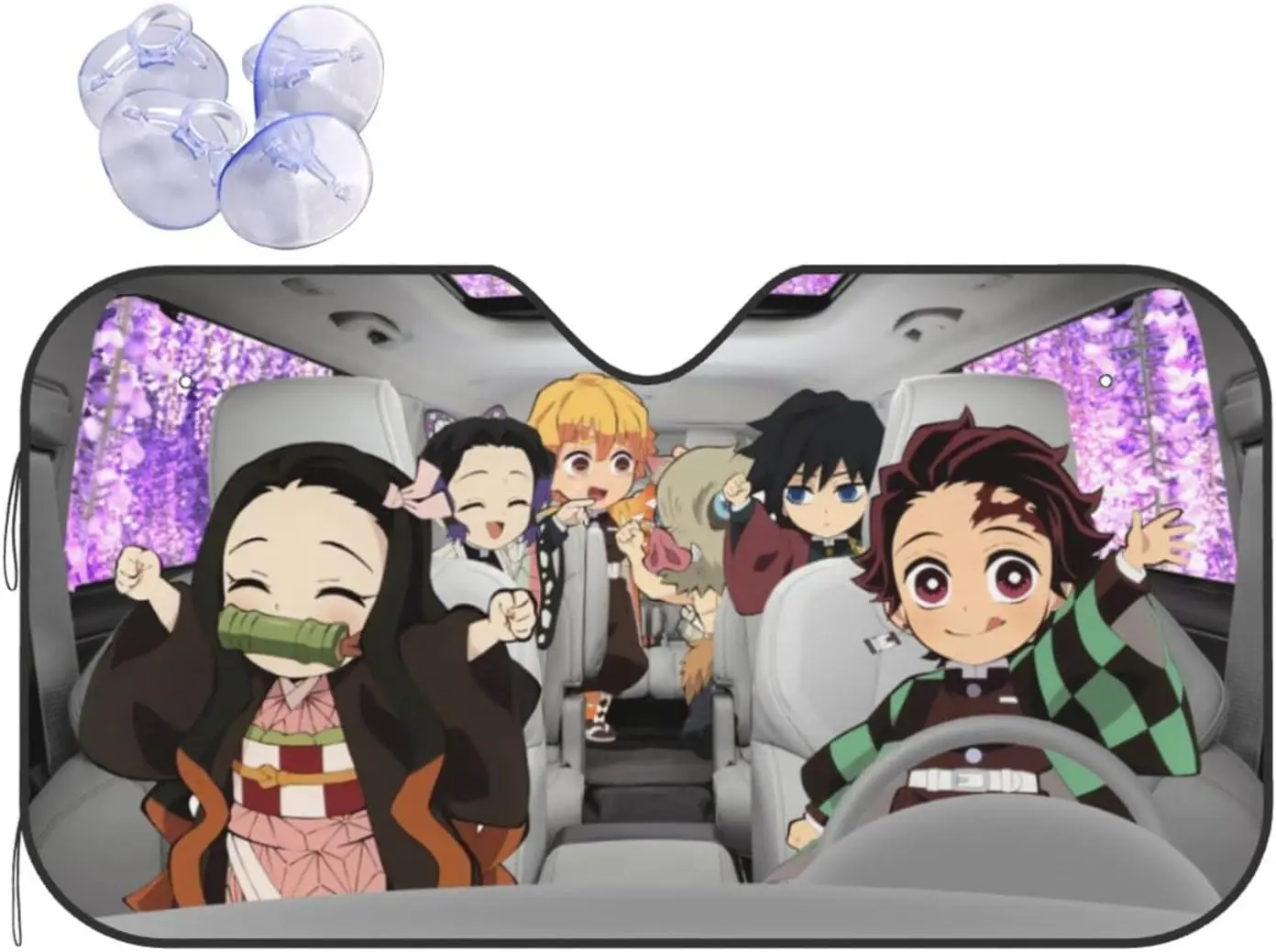 

Cute Anime Characters Demon Windshield Sun Shade Car Sun Shade Accessories for Most Car Foldable Blocks UV Car Sunshade