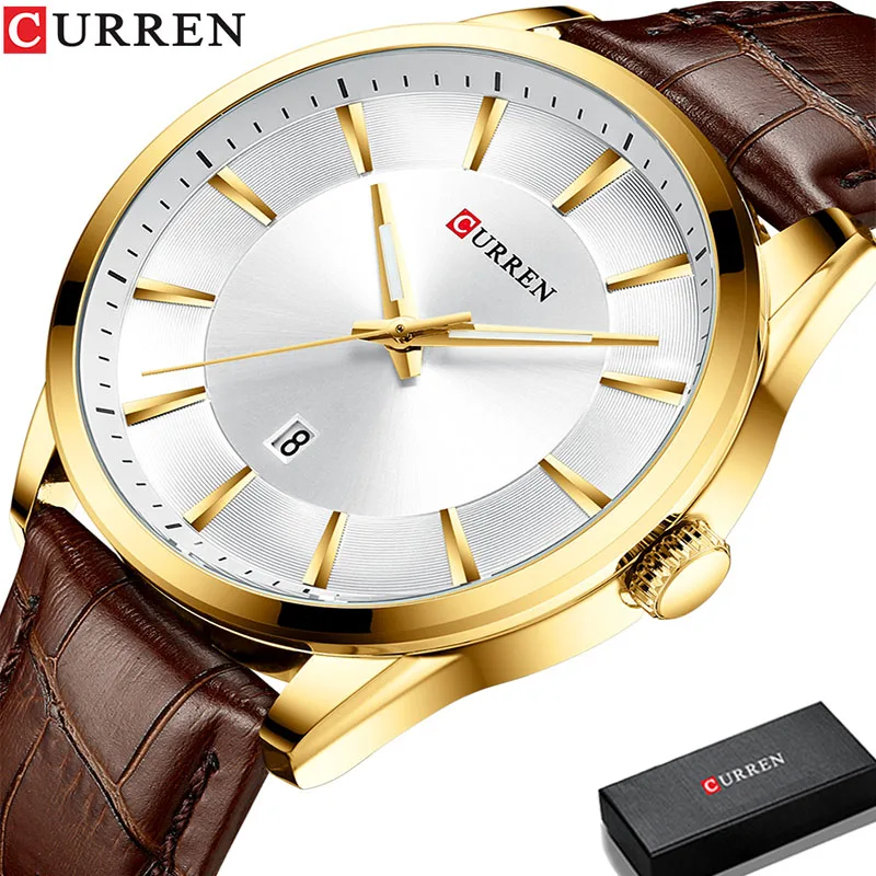 

CURREN Quartz Watches for Men Leather Strap Male Wristwatches Top Luxury Brand Business Men's Clock 45 mm Reloj Hombres