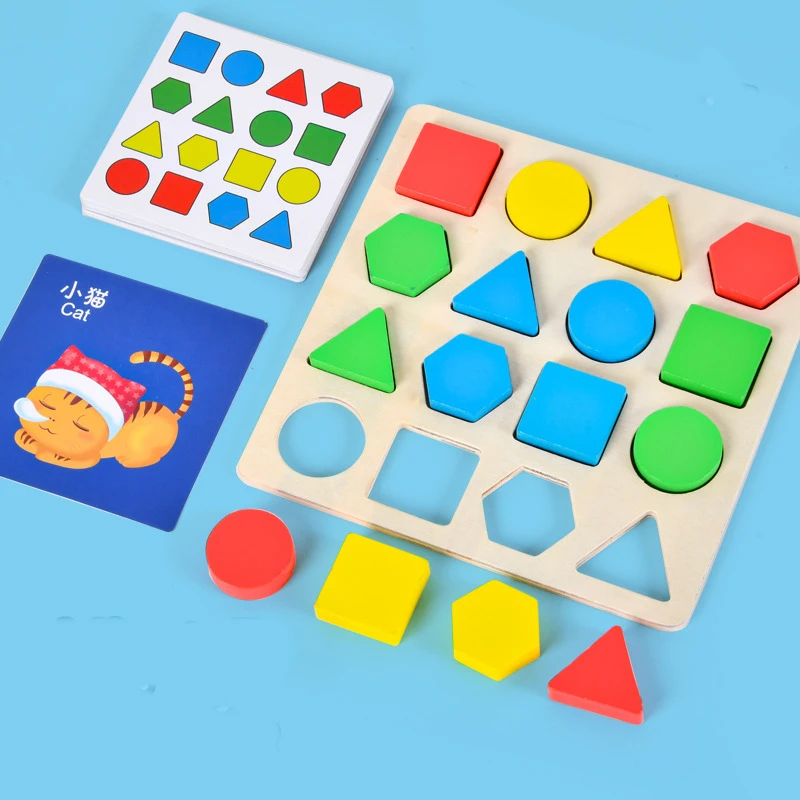 

Montessori Materials Educational Toys For Children Shape Colors Matching Memory Chess Board Games Kids Toys Wooden Learning Toys