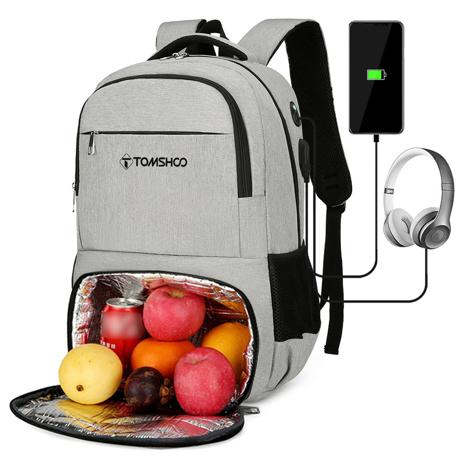 Bag Insulated Cooler Backpack Lunch Bag Travel Laptop Backpack W Usb Charging Port For Camping Hiking Party Beach