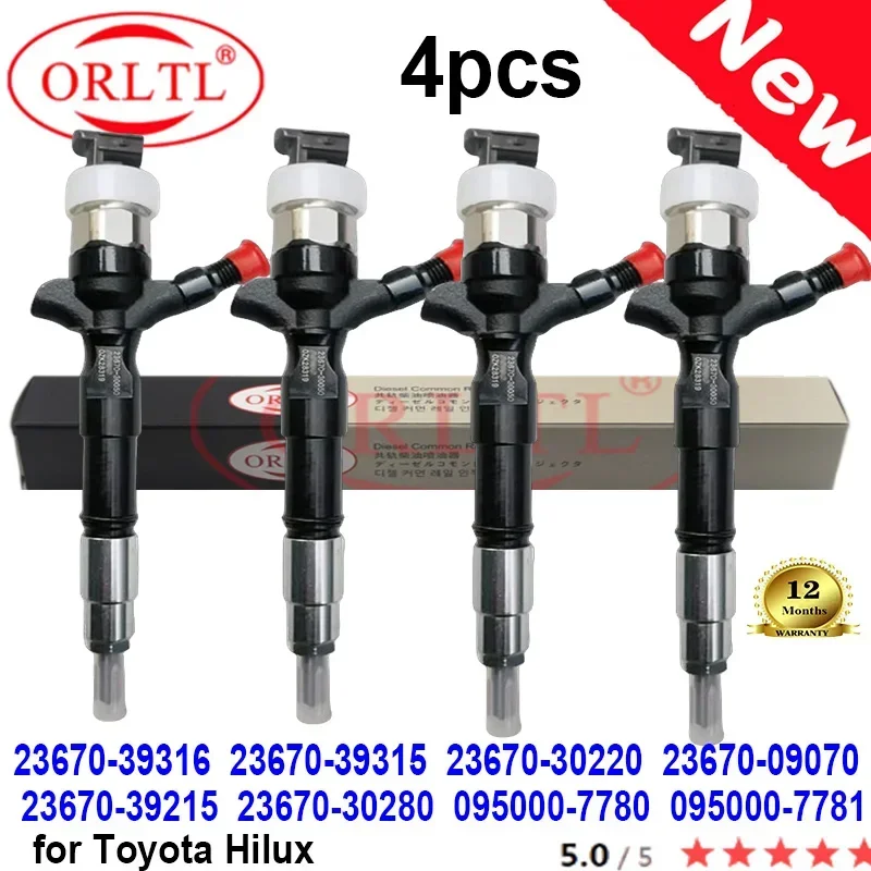 4 шт. Форсунка 23670-09070 23670-39215 23670-30280 23670-39316 23670-39315 23670-30220 095000 -7780 -7781 для Toyota Hilux