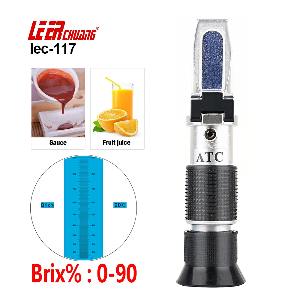 

LEERCHUANG ATC Refractometer Brix Refractometer 0~90% Honey Bees Sugar Beverages ATC Content Beekeeping Tool Fruit Brix Meter
