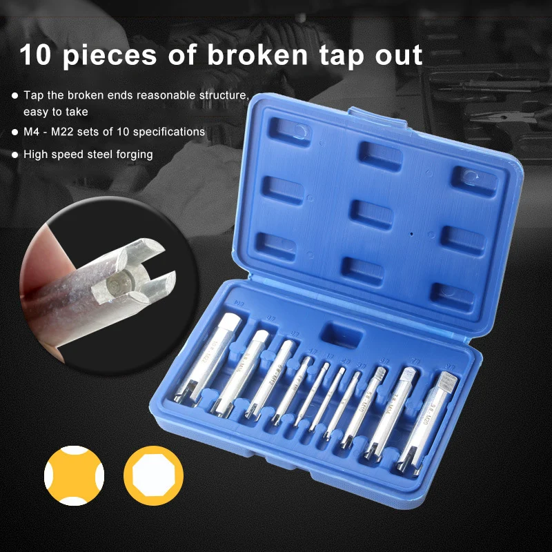 

10pcs Broken Tap Extractor Guide Set Easy Out Broken Wire Screw Remover Tools Screw Extractor Wrench Set Drill Bit