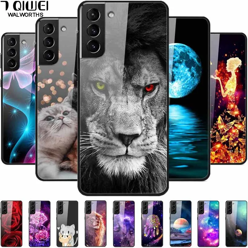 Для Samsung S21 FE 5G чехол из закаленного стекла Защитная твердая задняя крышка для Galaxy