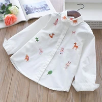 girls blouses long sleeve white blouse autumn kids clothes girls 8 to 12 cartoon fox embroidery tops cotton school shirts