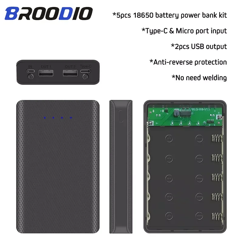 

Power Bank Case Battery Digital Display Power Bank Without Battery 2 USB Output Housing For Powerbank Welding-Free