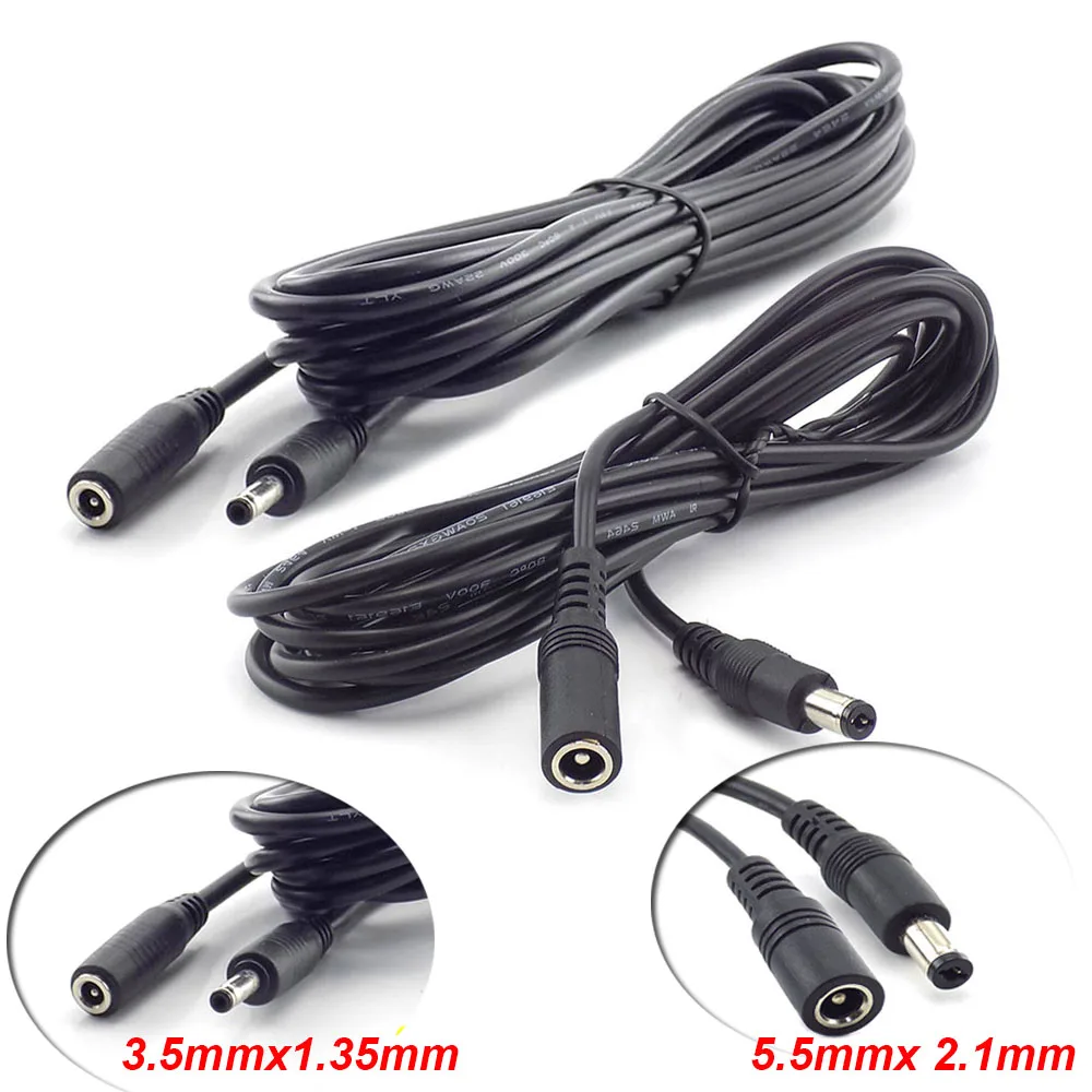 

5V 2A 5.5x2.1mm Plug Connector 12V 5A 3.5x1.35mm Jack DC Female to Male Extension Cord Cable Power Supply Adapter Wire Line