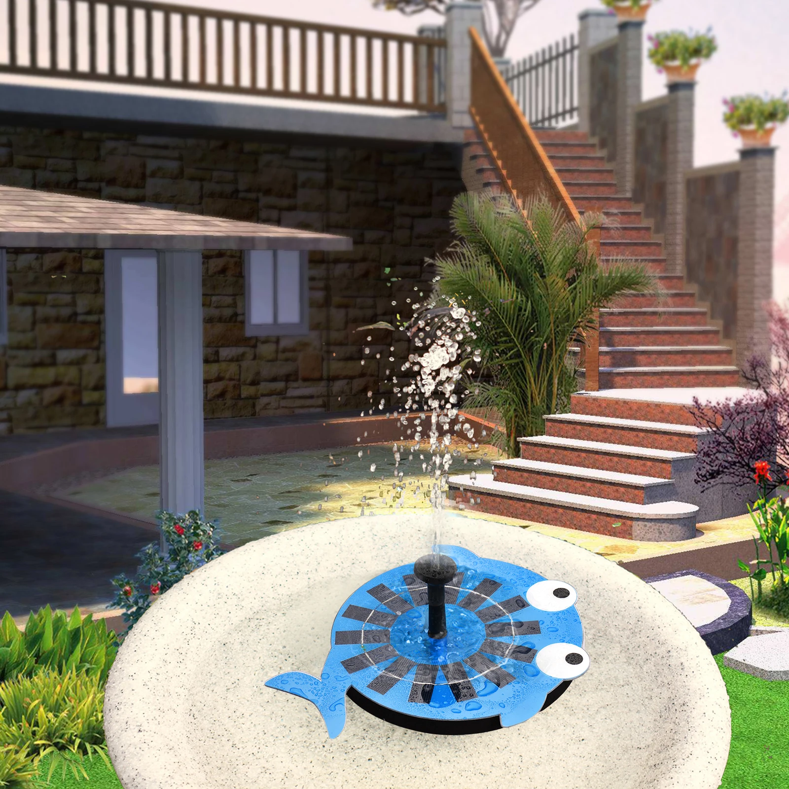 

Mini 2W Solar Water Fountain Whale Model Pool Pond Waterfall Fountain Outdoor Bird Bath Powered Fountain Garden Decor Floating