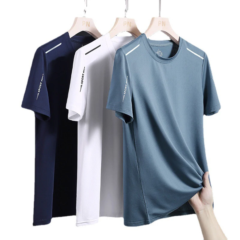 

Quick Dry Men Short Sleeve Sport Shirt Gym Jerseys Fitness Shirt Trainer Running T-Shirt Summer Thin Breathable Round Neck Top