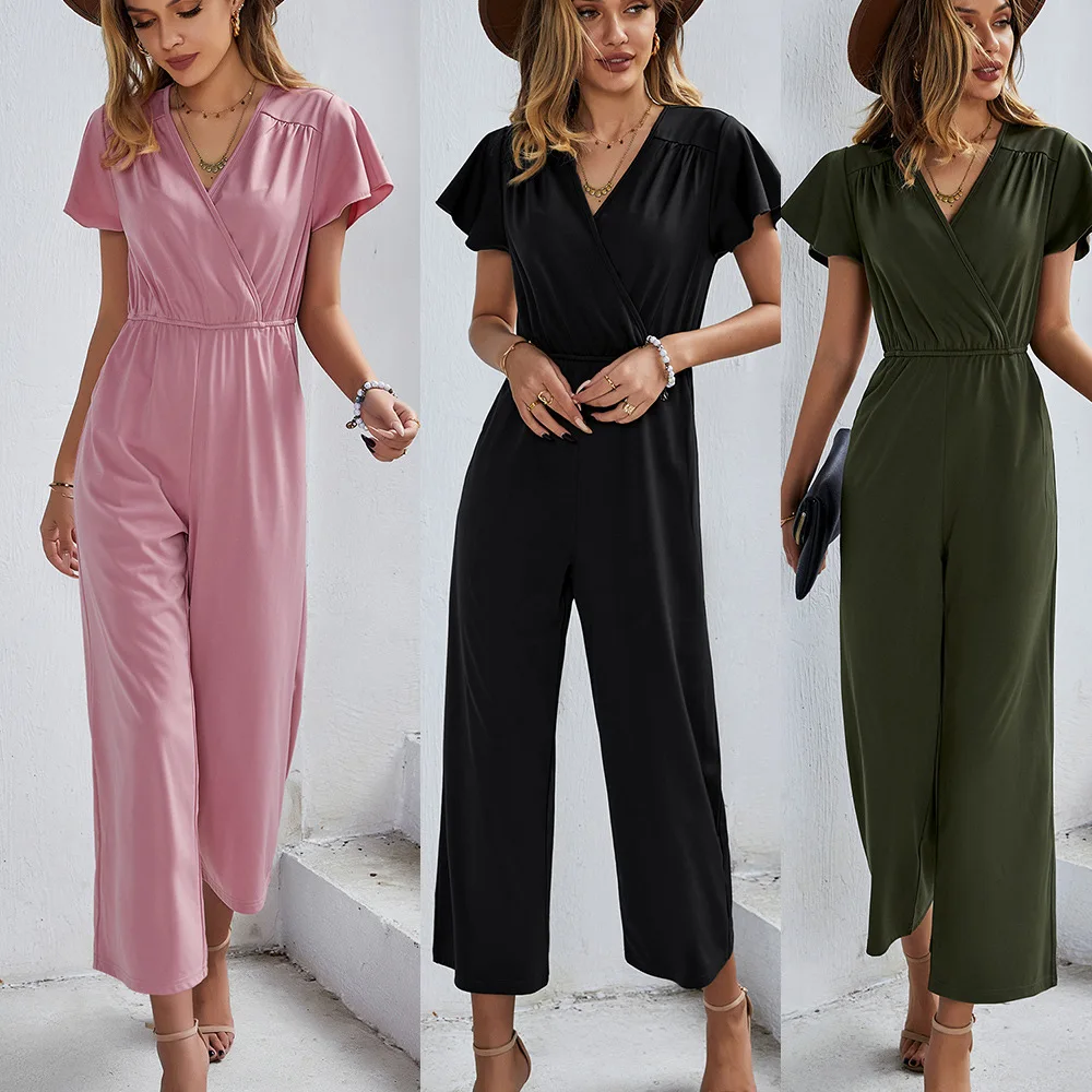 

2022 spring and summer new fashion women's jumpsuit jumpsuit nine-point pants loose jumpsuit