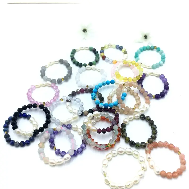 Natural Stone Beads 3mm-4mm Crystal Zircon Moonlight Stone Circular Spinning Women's Vintage Ring Jewelry Gift