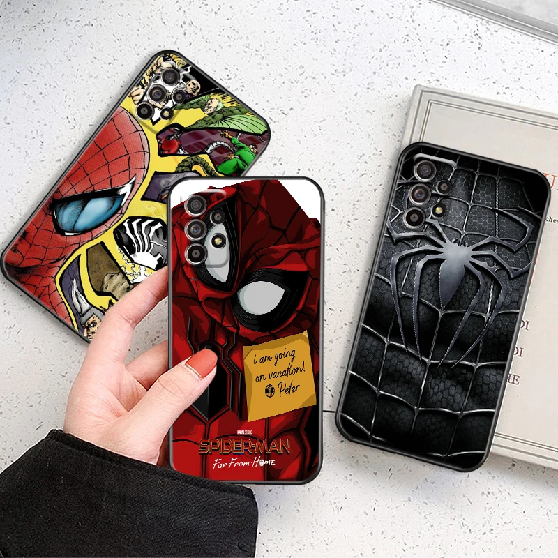 

Spiderman Iron Man Venom For Samsung Galaxy A72 5G Phone Case Black Cases Cover Liquid Silicon Shell Carcasa Funda