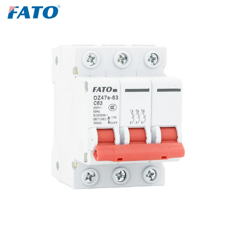 

FATO NE MCB AC 3P Mini Circuit Breaker Short Overload 230V-415V 4.5/6KA Din Rail Mount Breaking Capacity 10A 16A 20A 25A 32A 40A