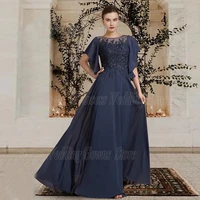 mother of the bride party dress for wedding floor length chiffon with applique scoop neckm a line plus size summer beach 2022