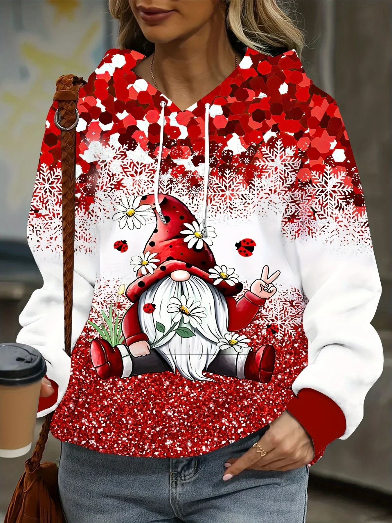 Женские толстовки с капюшоном на рождественскую тему уличная одежда со
