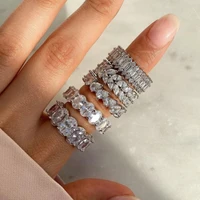 2022 new luxury silver color finger rings for women bride wedding cubic zircon high quality jewelry wholesale female bague