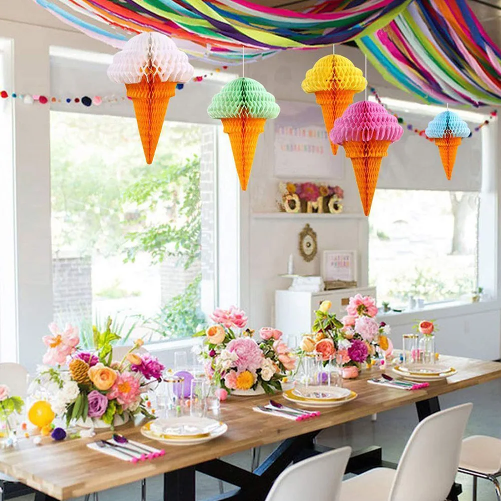 

Stage Stores Ice Cream Festival Birthday Background Studio Honeycomb Ball Paper Hanging Party Decoration Wedding Simple Handmade