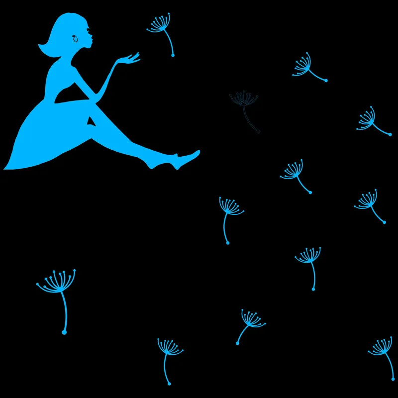 Девушка выдувается Одуванчик светящийся стикер искусственное украшение потолка