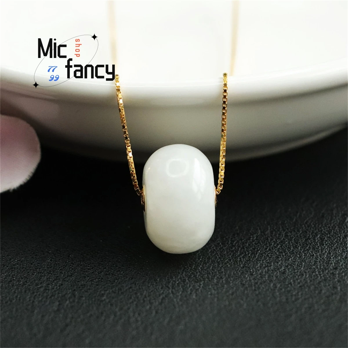

Natural 18k Gold Inlaid With Hotan Sheepskin White Jade Abacus Beads Necklace Simple Elegant Exquisite Personalized Retro Style