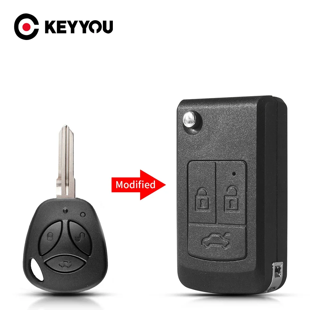 Фото KEYYOU Бесплатная доставка 3 кнопочный модифицированный складной чехол для автомобильного ключа для лада приора Нива ВАЗ гранта Самара 2108 Xray чехол для ключа без рисунка №1