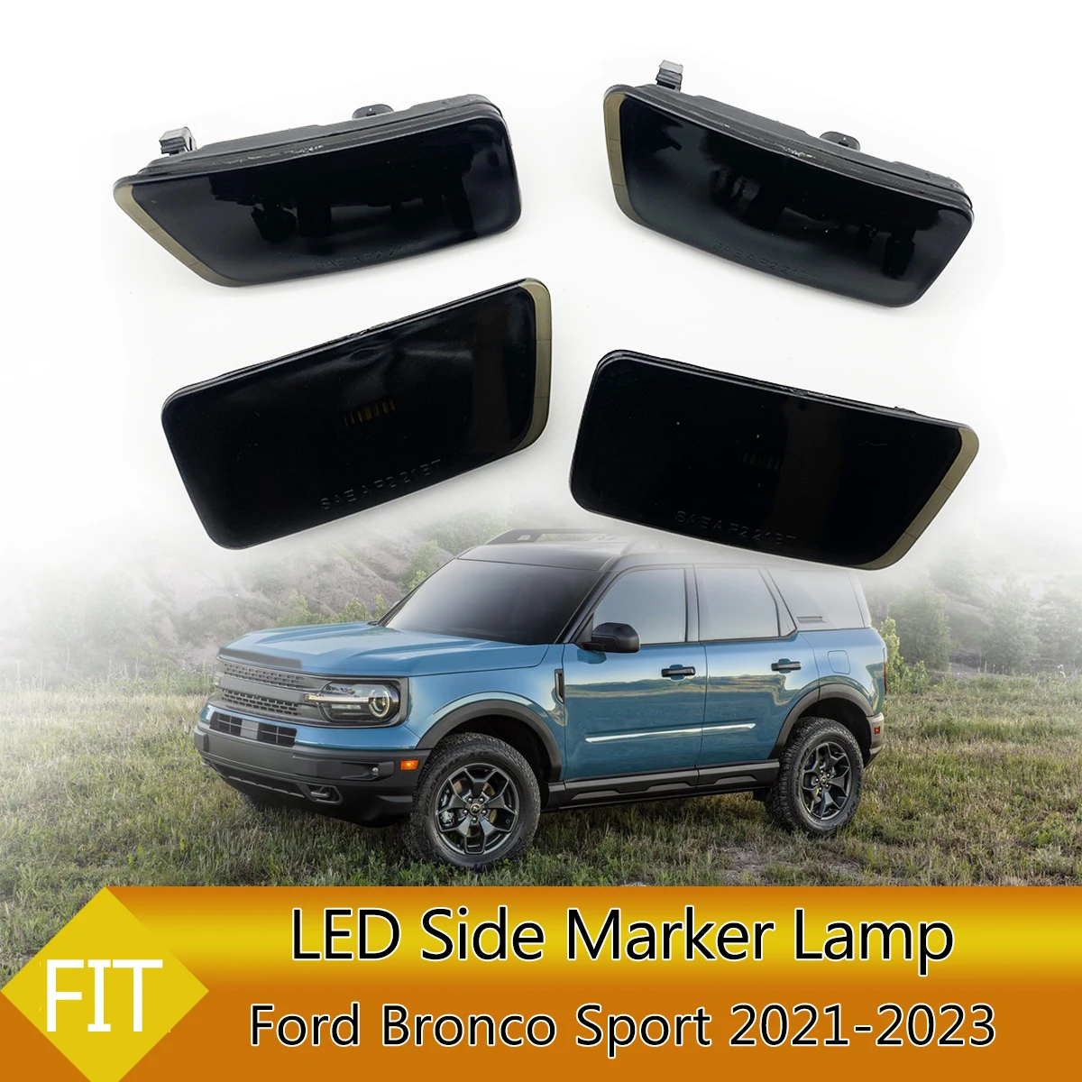 

4 шт./компл. передний и задний левый правый светодиодный боковой габаритный фонарь, левая сторона, правая сторона водителя, черный для Ford Bronco Sport 2021 2022 2023