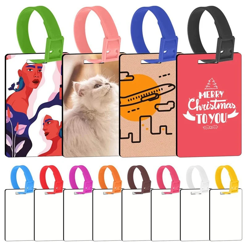 

Sublimation Blanks Luggage Tags 12Pcs White Blank Travel Bag Luggage Tags With Straps Double-Sided Identifiers