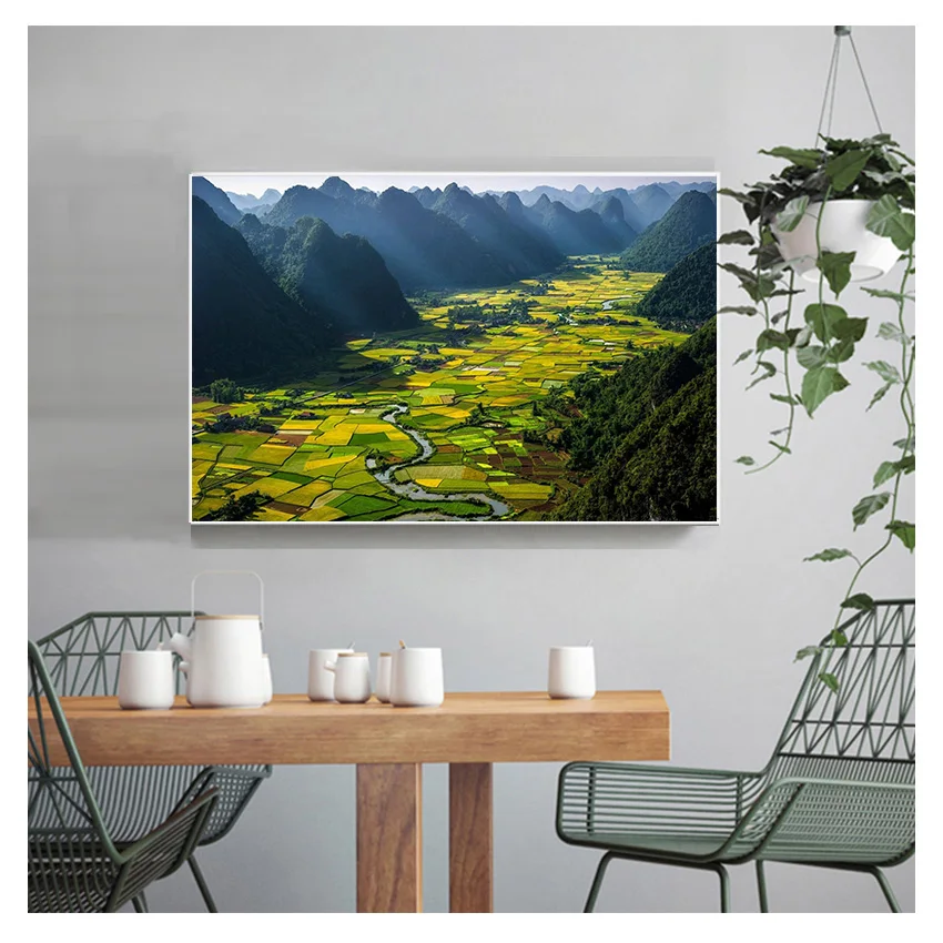 Зеленый поль плакат терраса природный пейзаж настенная живопись на холсте