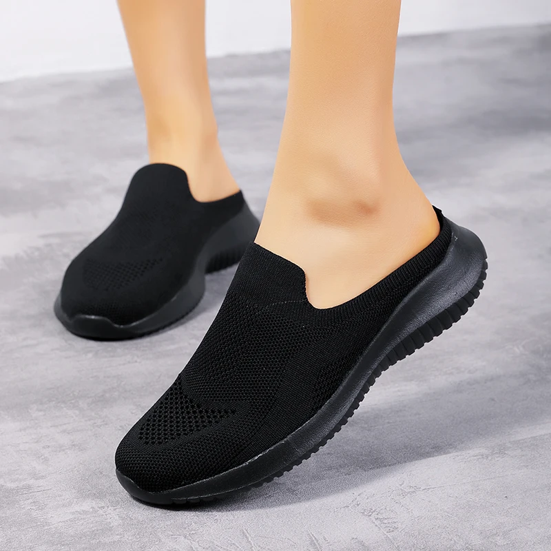 

Mules 2022 Half Shoes For Women Sandals Summer Ladies Loafers Slippers Mesh Breathable Sandals Clogs Woman Flats Mule Big Size