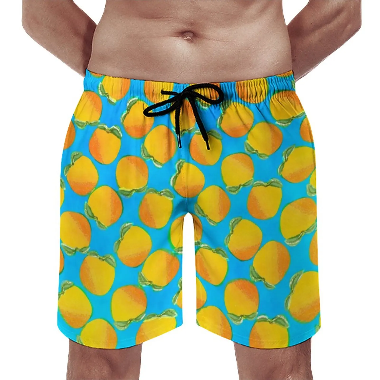 

Summer Board Shorts Watercolor Oranges Running Surf Bright Fruit Print Beach Short Pants Hawaii Fast Dry Beach Trunks Plus Size