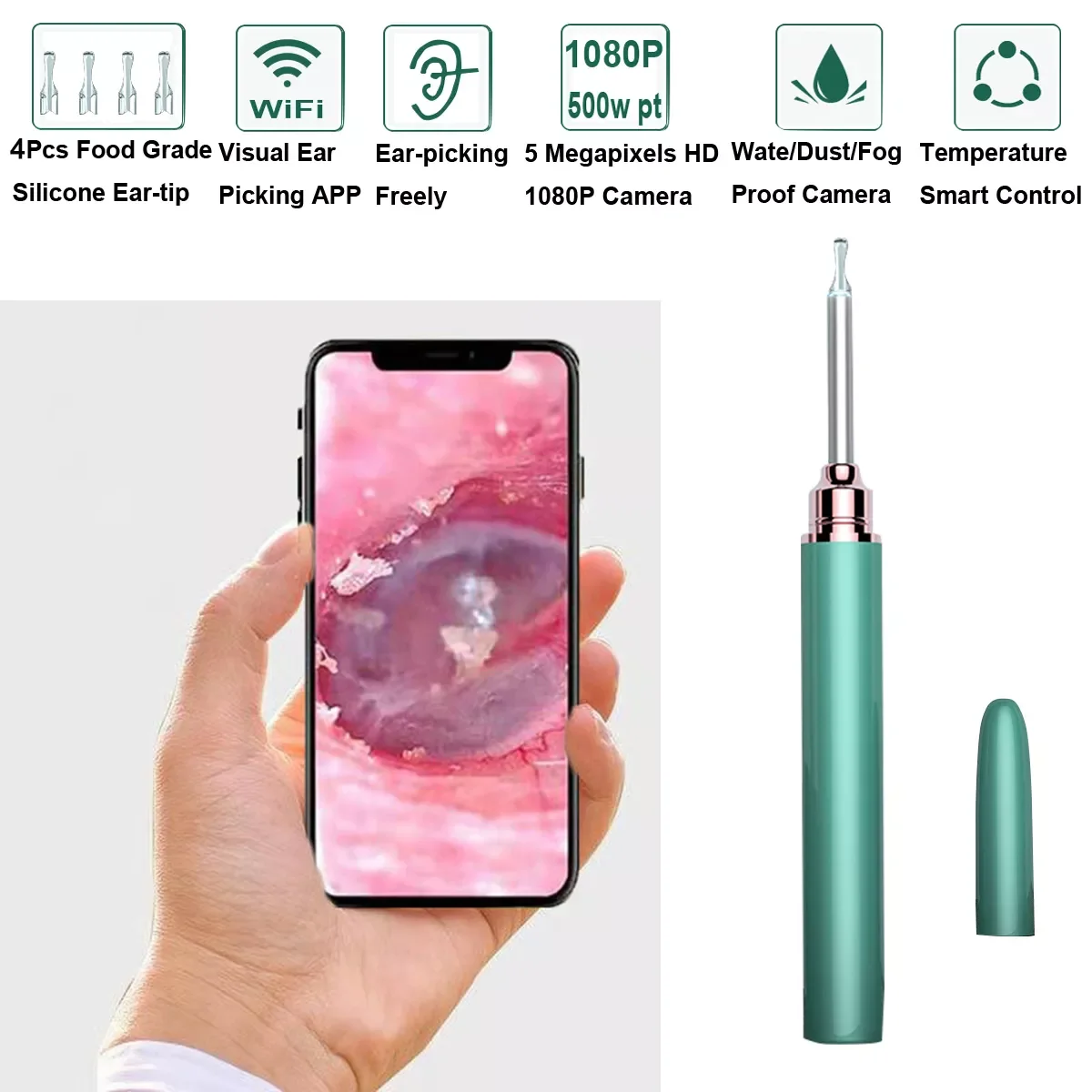 

WiFi Ear Cleaner Wax Removal Tool Ears Endoscope Luminous Earpick Mini Camera Otoscope Visual Ear Sticks for Android iOS