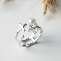 meibapj new high quality ring 5 6mm small natural freshwater pearl jewelry 925 sterling silver adjustable ring for women