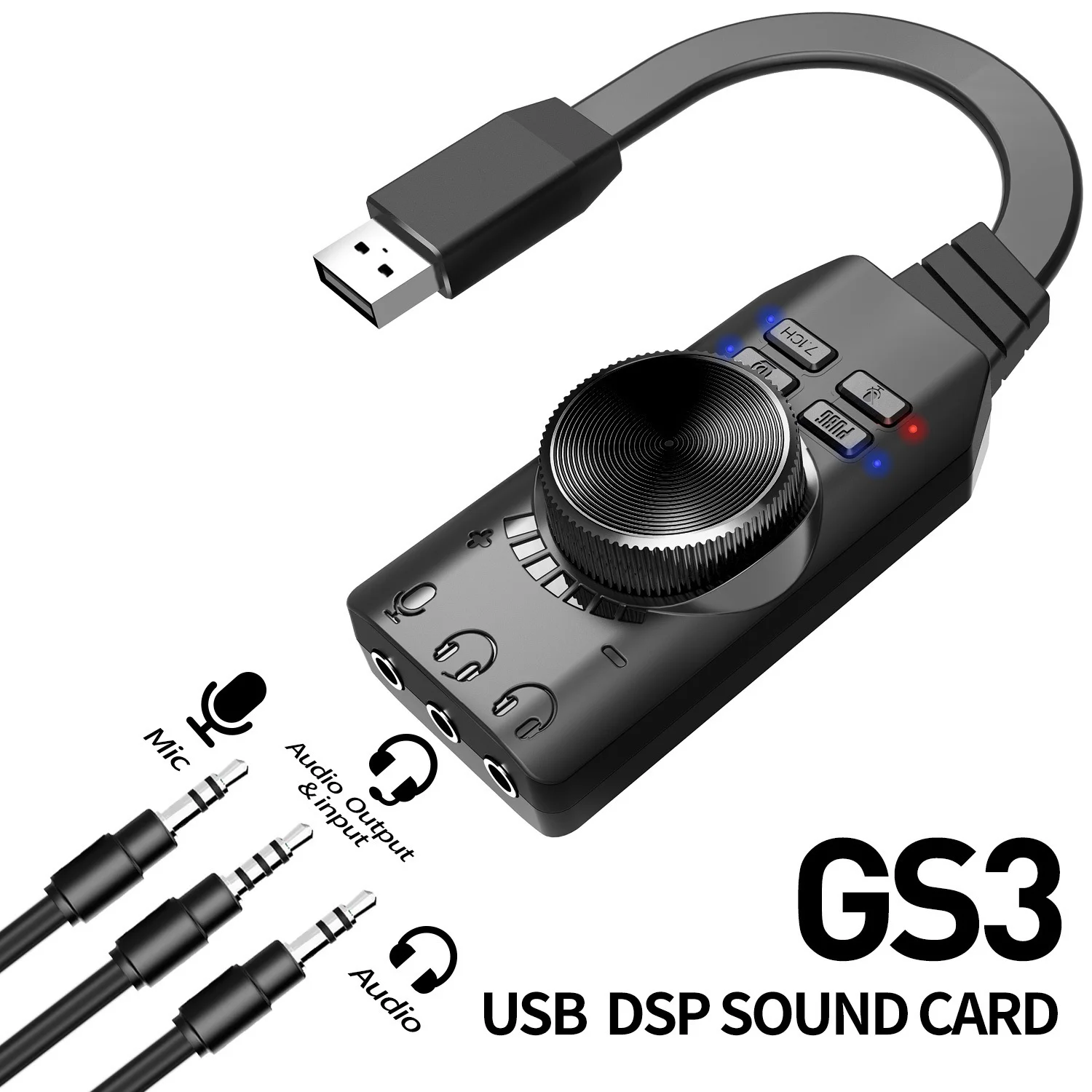 

2022 Sound Card Virtual 7.1 Channel Adapter External USB Amplify Sound 3.5mm Headset Converter PC Desktop Laptop -------- .