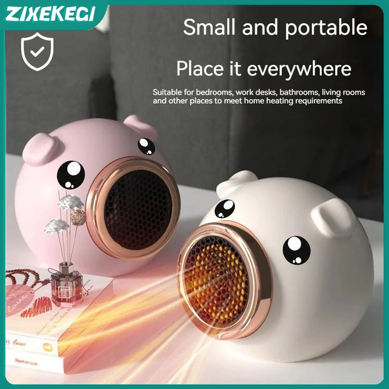 Mini Electric Heater Cute Pig Warm Wind Portable Warmer Silent Room Fast Heating Winter Fan Heater for Home Office Desktop Hot
