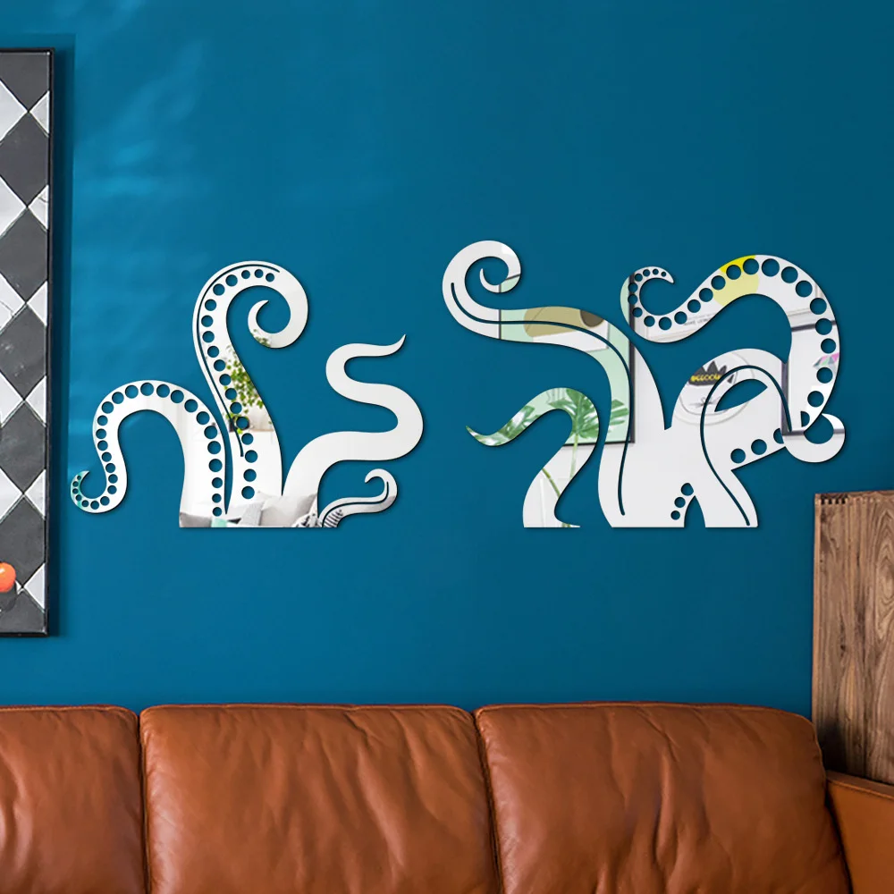1PC Small Size Octopus Tentacle Acrylic Wall Sticker Mosaic Mirror Patch Diy Wallpaper Wall Decals Festival Home Decor Crafts