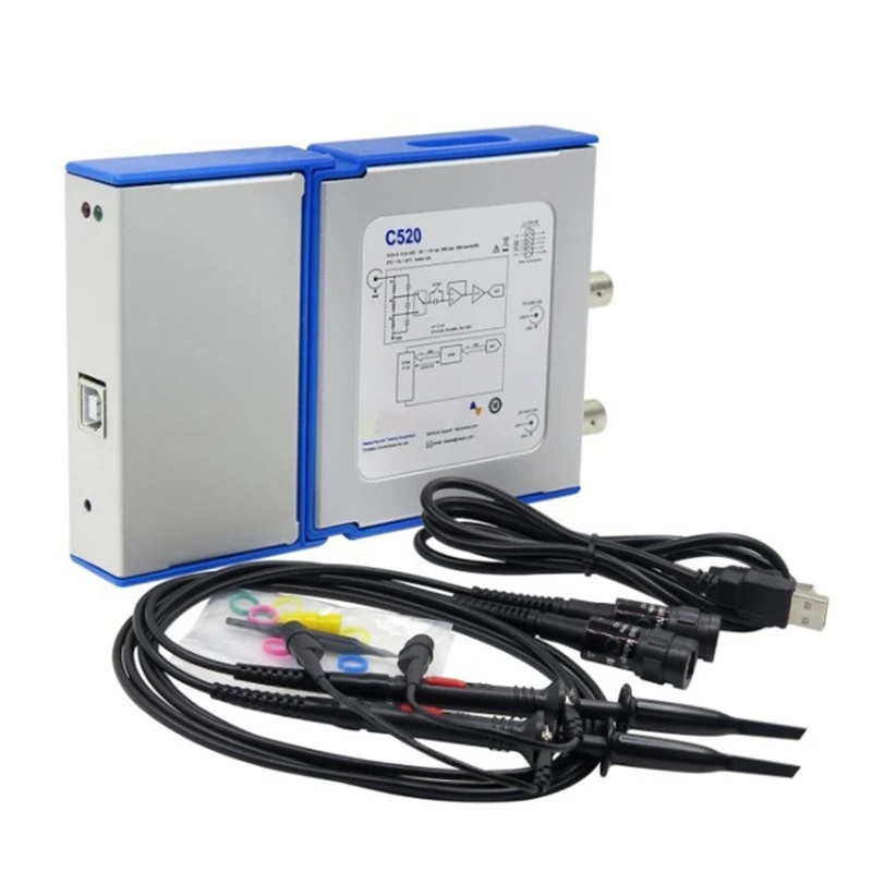 

C520 PC Portable Handheld Digital Dual Channel Virtual Oscilloscope 20Mhz Bandwidth 50M USB Powered
