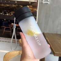 1pc transparent frosted water bottle portable juice bottles with rope cute water bucket outdoor drinkware with filter shaker cup