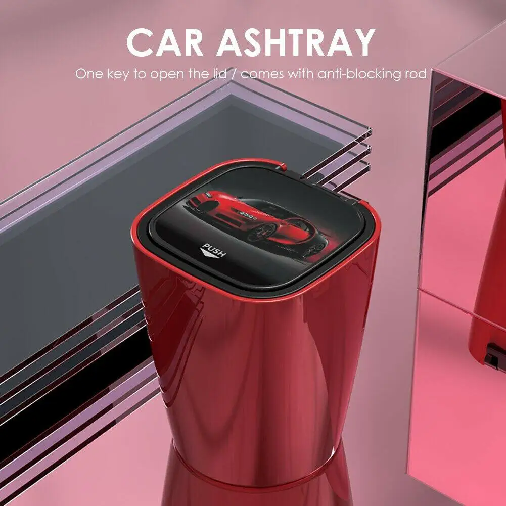Portable Car Ashtray Double Inner Box With Led Lighting Smokeless Ashtray Cigarette Holder Car Accessories Interior Supplies