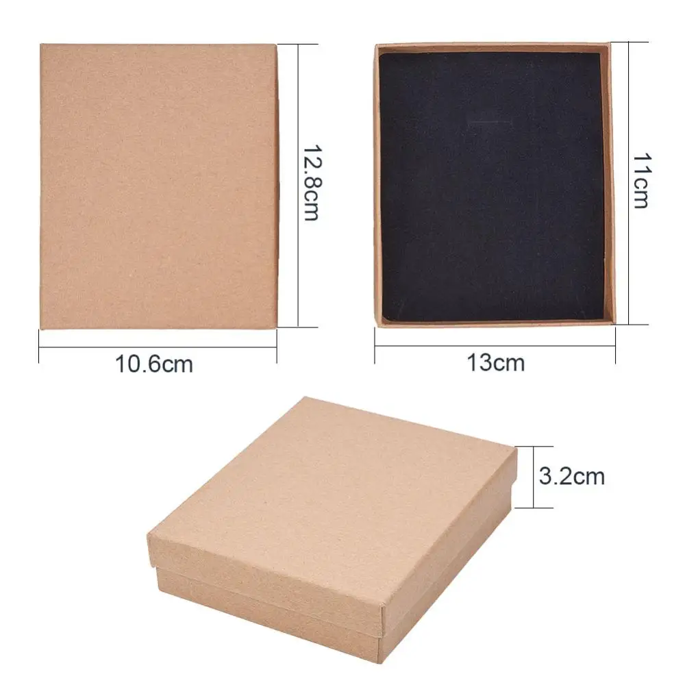 8pcs/set Kraft Paper Cardboard Jewelry Set Boxes Rectangle Bracelet Necklace Ring Crafts Packing Storage Containers Gifts Case