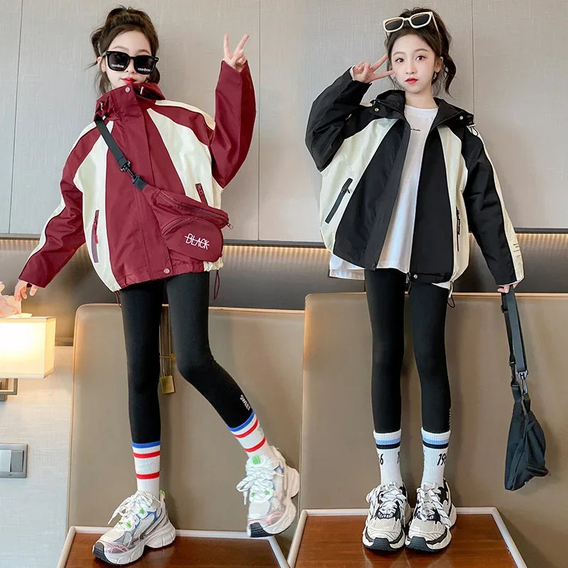 

2023 Autumn/Winter New Kids Colored Charge Coat Girls' Winter Clothes 5-15 Years Girl Thicken Warm Coat Send the Same Color Bag
