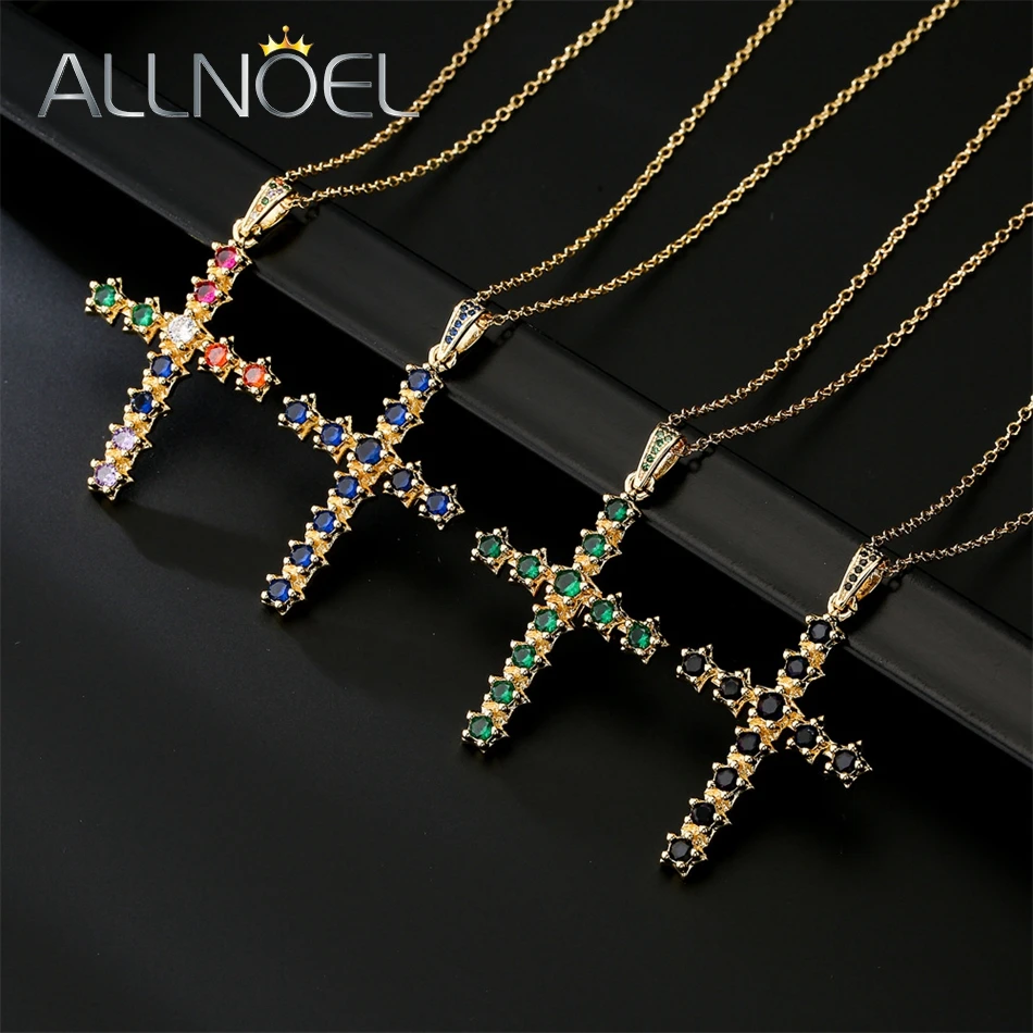 

ALLNOEL Zircon Jesus Colorful Cross Necklace for Man Women Hip Hop Chain Punk Personality Necklaces Fashional Jewelry 2022 Gifts