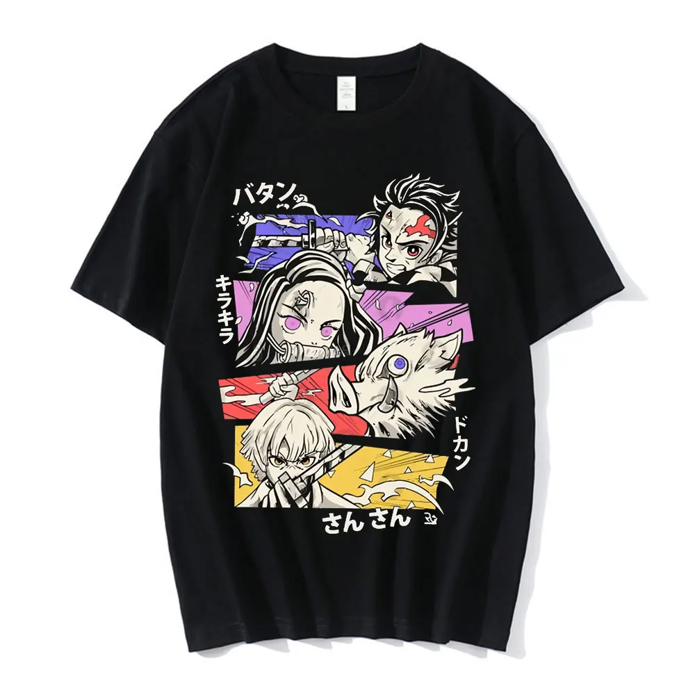 

Men's Summer Trend T-shirt Anime Demon Slayer Harajuku Short Sleeve O-neck Casual Fashion Tops Hip Hop Street T-shirts Unisex