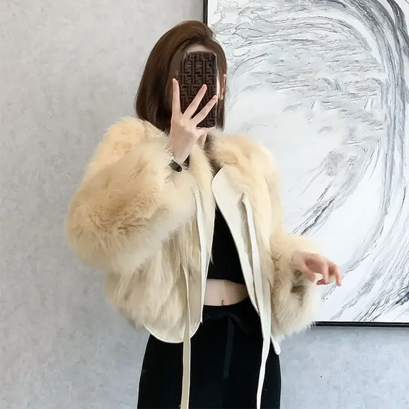 Новая женская утепленная осенне-зимняя куртка Haining из лисьего меха твидовый